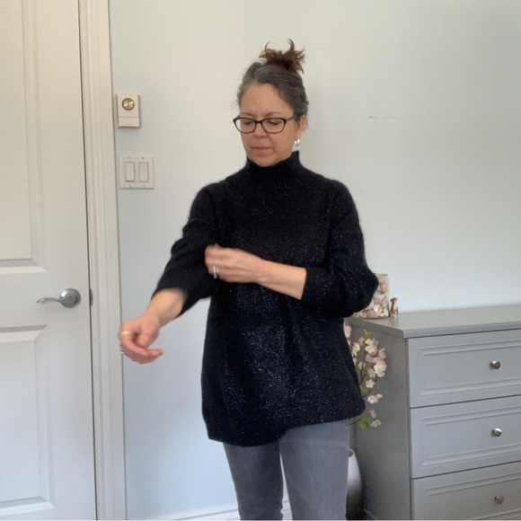 ESCADA VINTAGE KNIT MOHAIR OVERSIZED SWEATER / METALLIC / TUNIC / LARGE - Picture 3 of 6